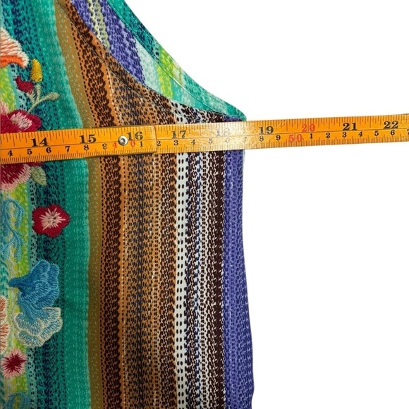 Savanna Jane Floral Embroidered Stripped Multicolor Tank Top Size Small - Picture 6 of 8
